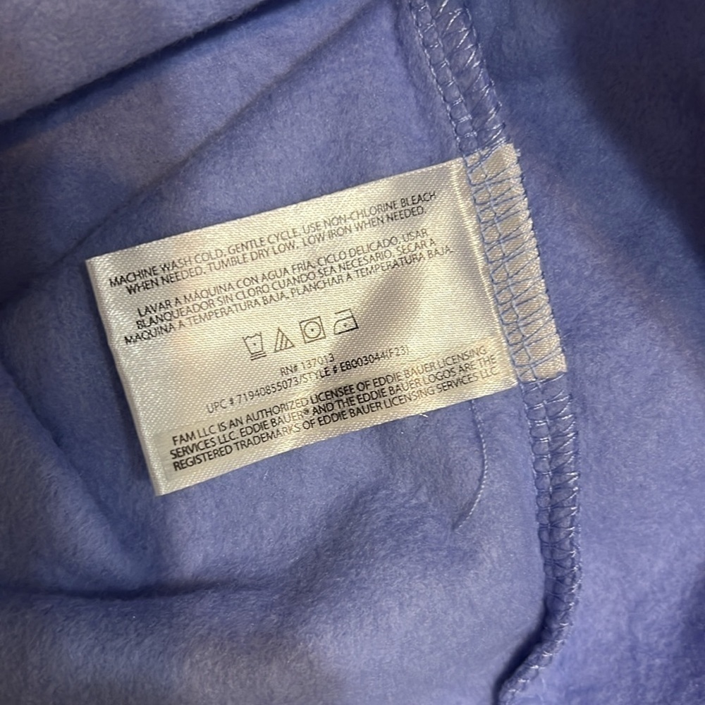 Eddie Bauer Polar Fleece Quarter Zip Embossed Geo Pale Iris NWT Sz XXL - Picture 8 of 9